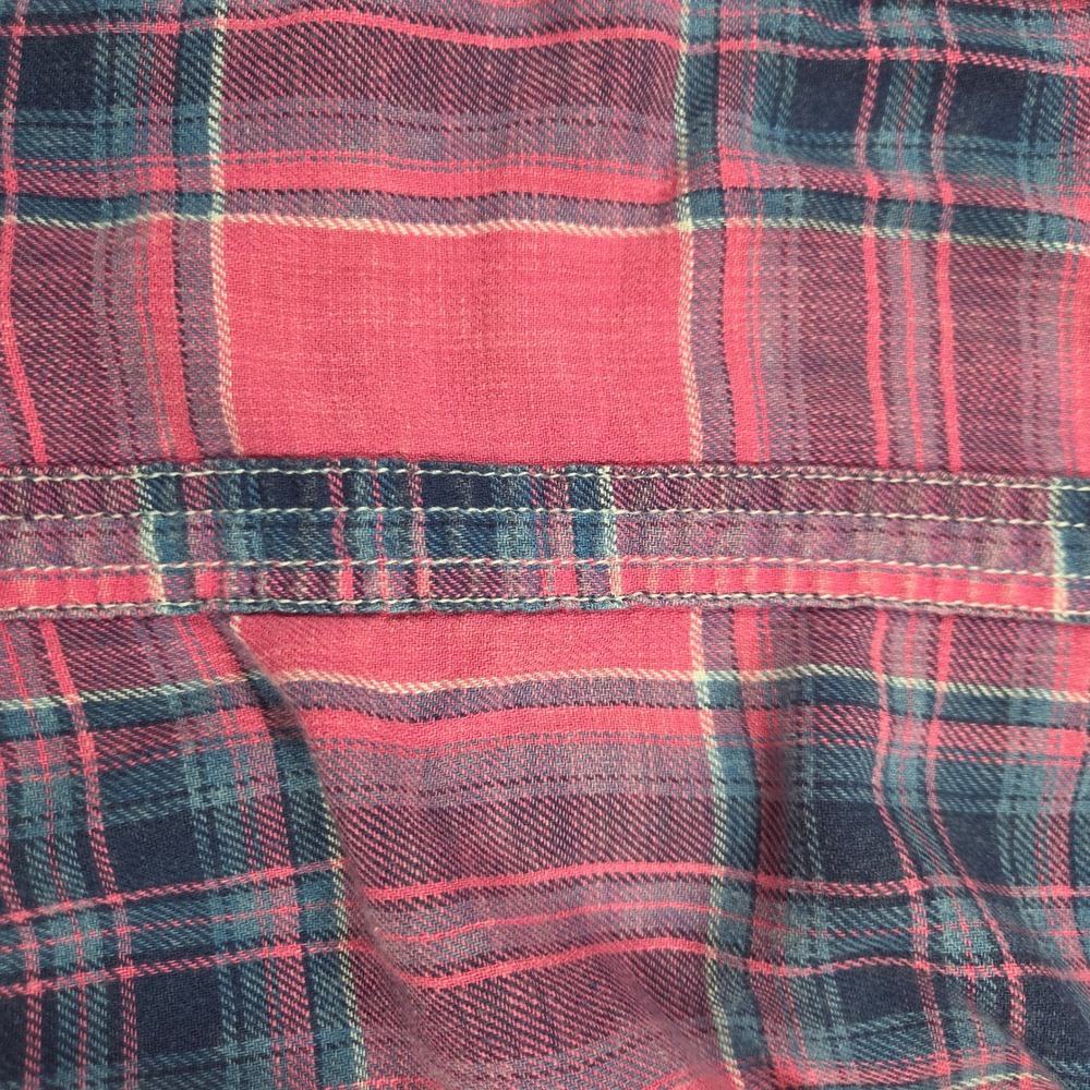 BKE Vintage Mens XL Pink Plaid Western Pearl Snap Short Sleeve Shirt - Picture 10 of 13